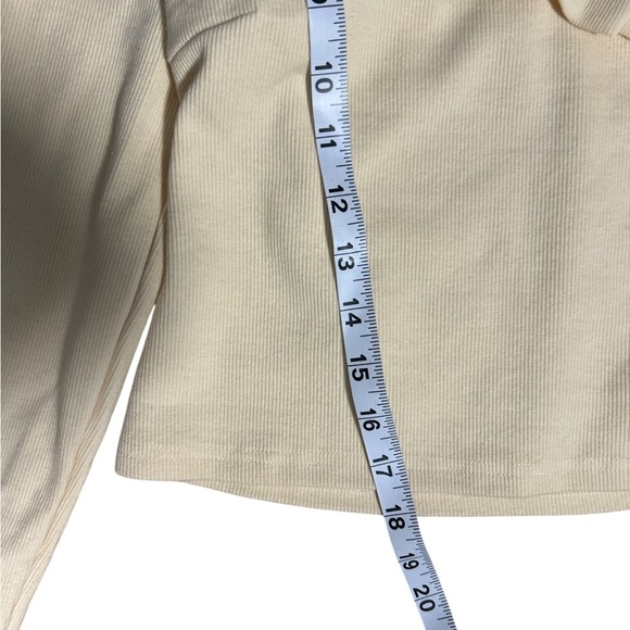 Anthropologie One Shoulder Ruffle Top Women’s Size Small Cream Long Sleeve - Picture 5 of 6